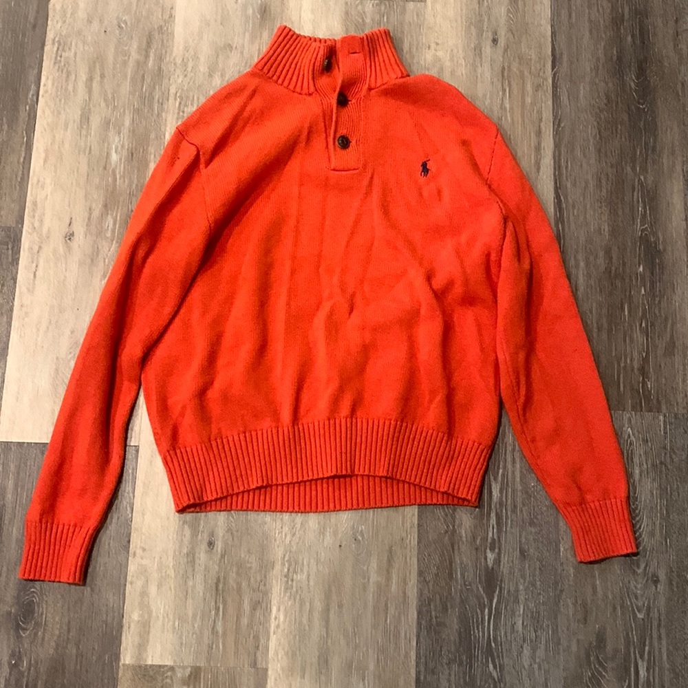 Boy’s Polo Ralph Lauren Orange Cotton Sweater Size Medium